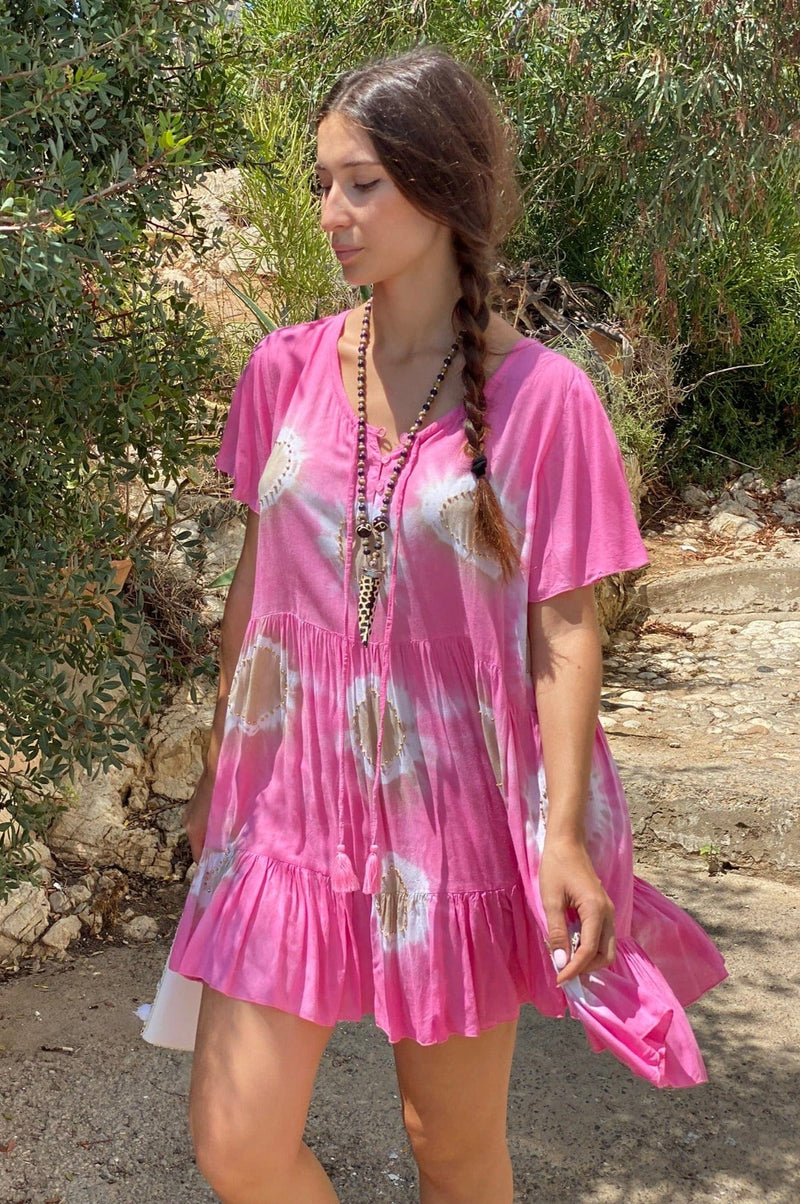 Vestido Mini Círculos Rosa