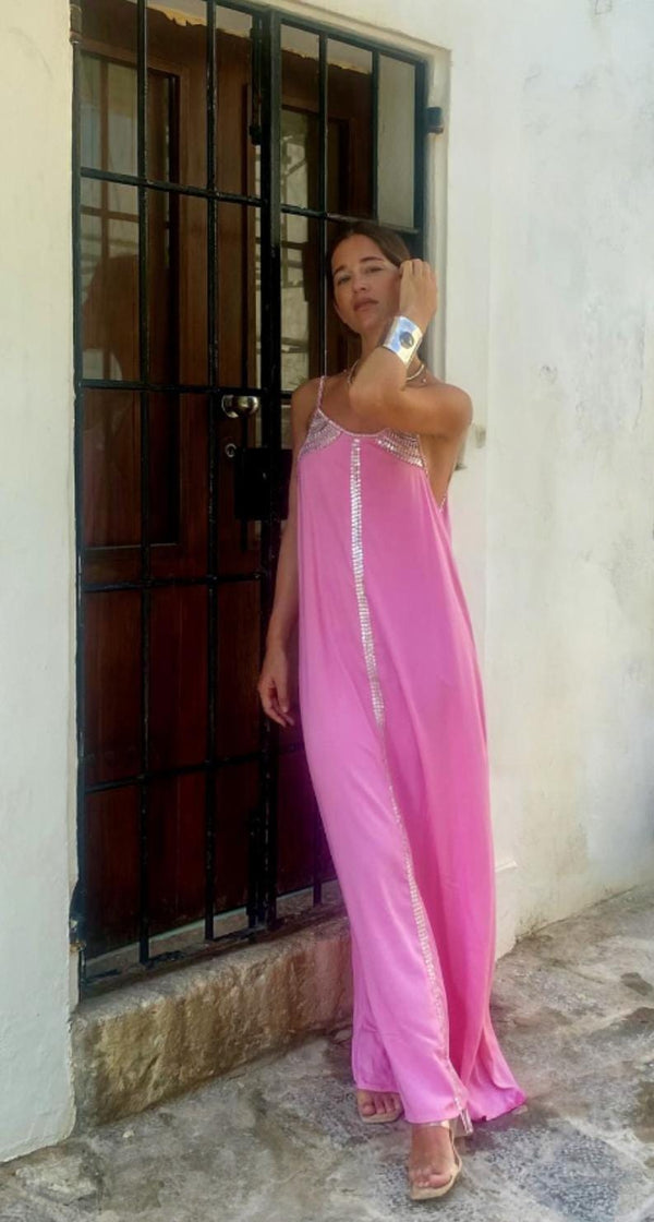 Vestido Pechera Rosa