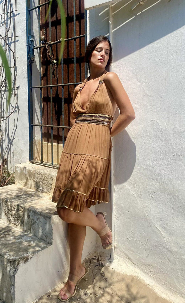 Vestido Valentina Corto Canela