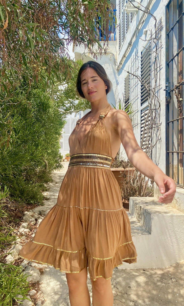 Vestido Valentina Corto Canela