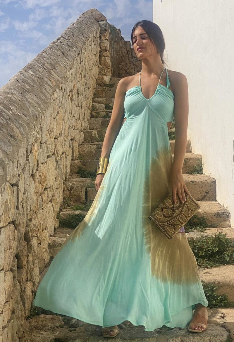 Vestido Anudado Mandala Aqua