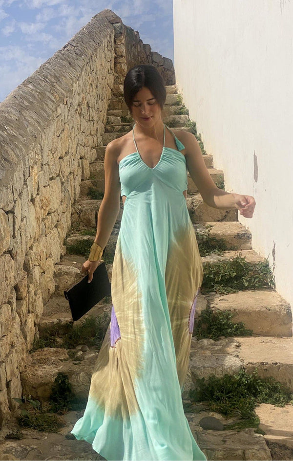 Vestido Anudado Mandala Aqua
