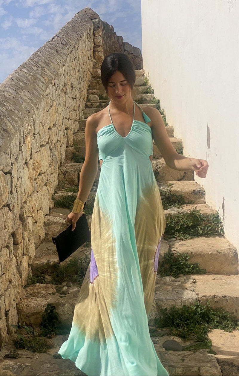 Vestido Anudado Mandala Aqua