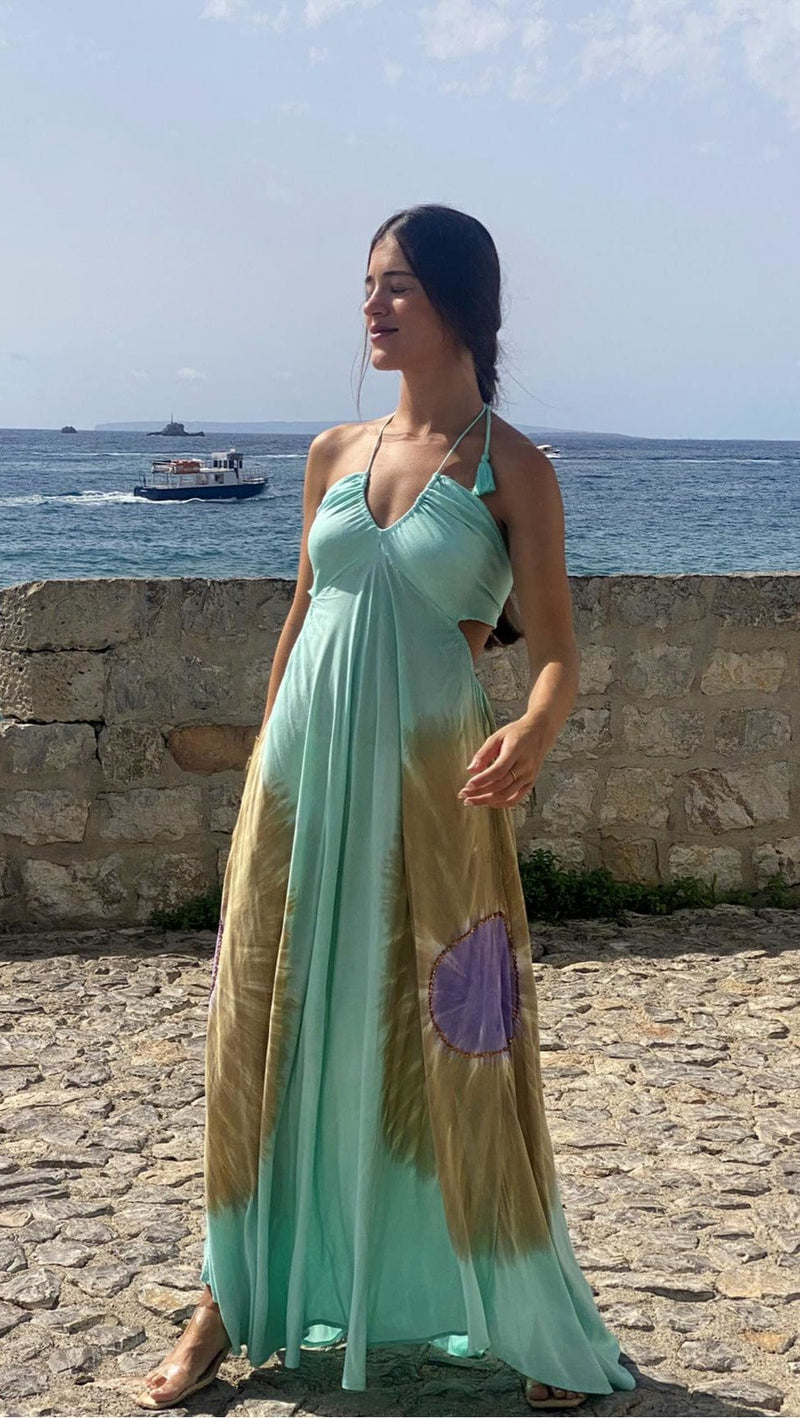 Vestido Anudado Mandala Aqua