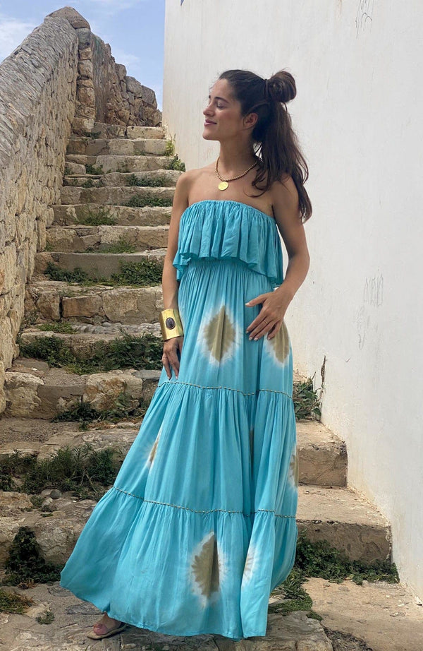 Vestido Elsa Palabra de Honor Azul
