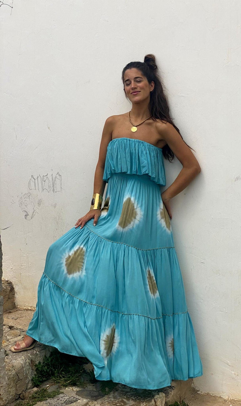 Vestido Elsa Palabra de Honor Azul