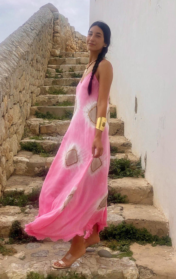 Vestido Tirantes Desflecado Elsa Rosa