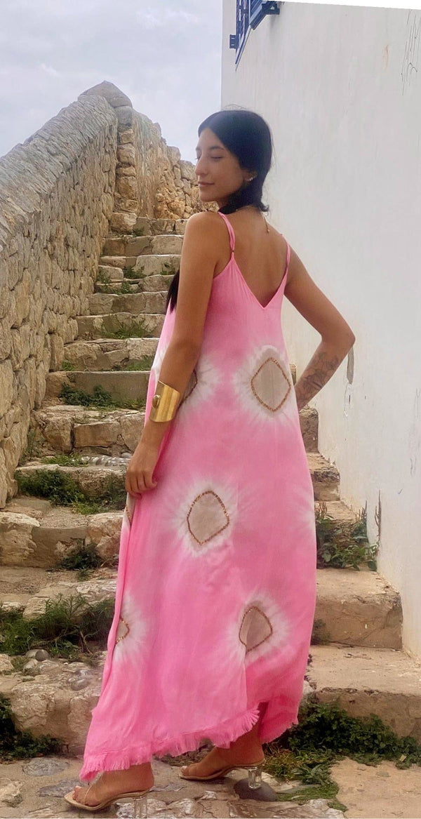 Vestido Tirantes Desflecado Elsa Rosa