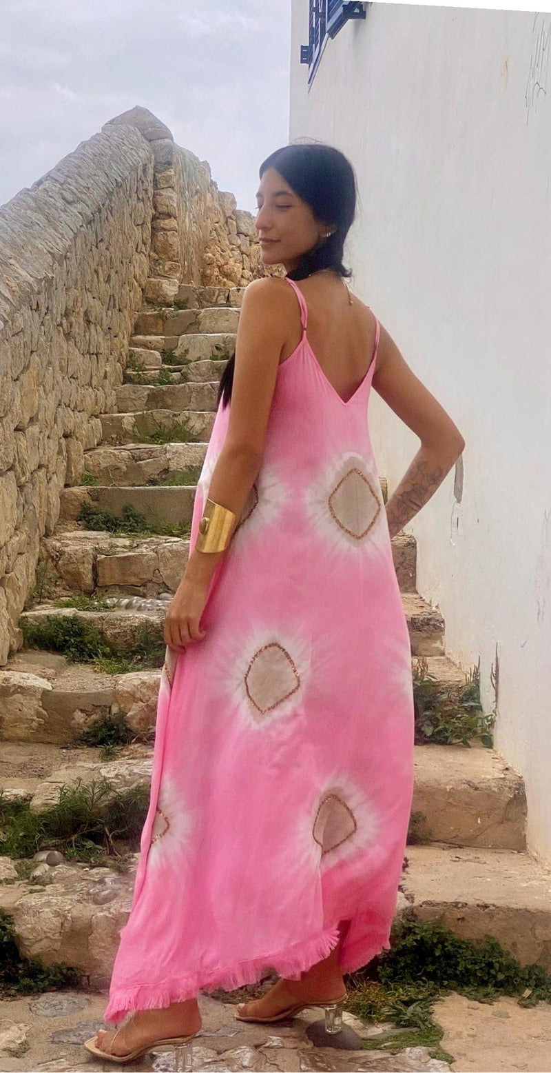 Vestido Tirantes Desflecado Elsa Rosa