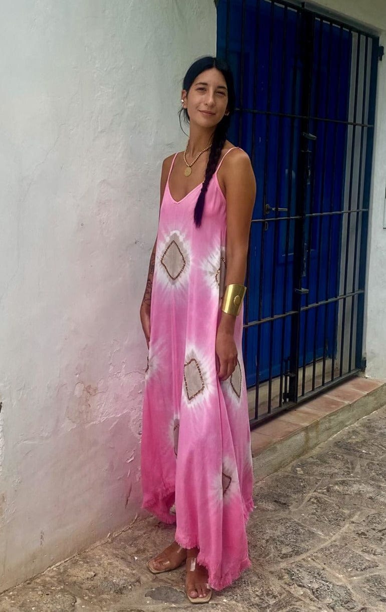 Vestido Tirantes Desflecado Elsa Rosa
