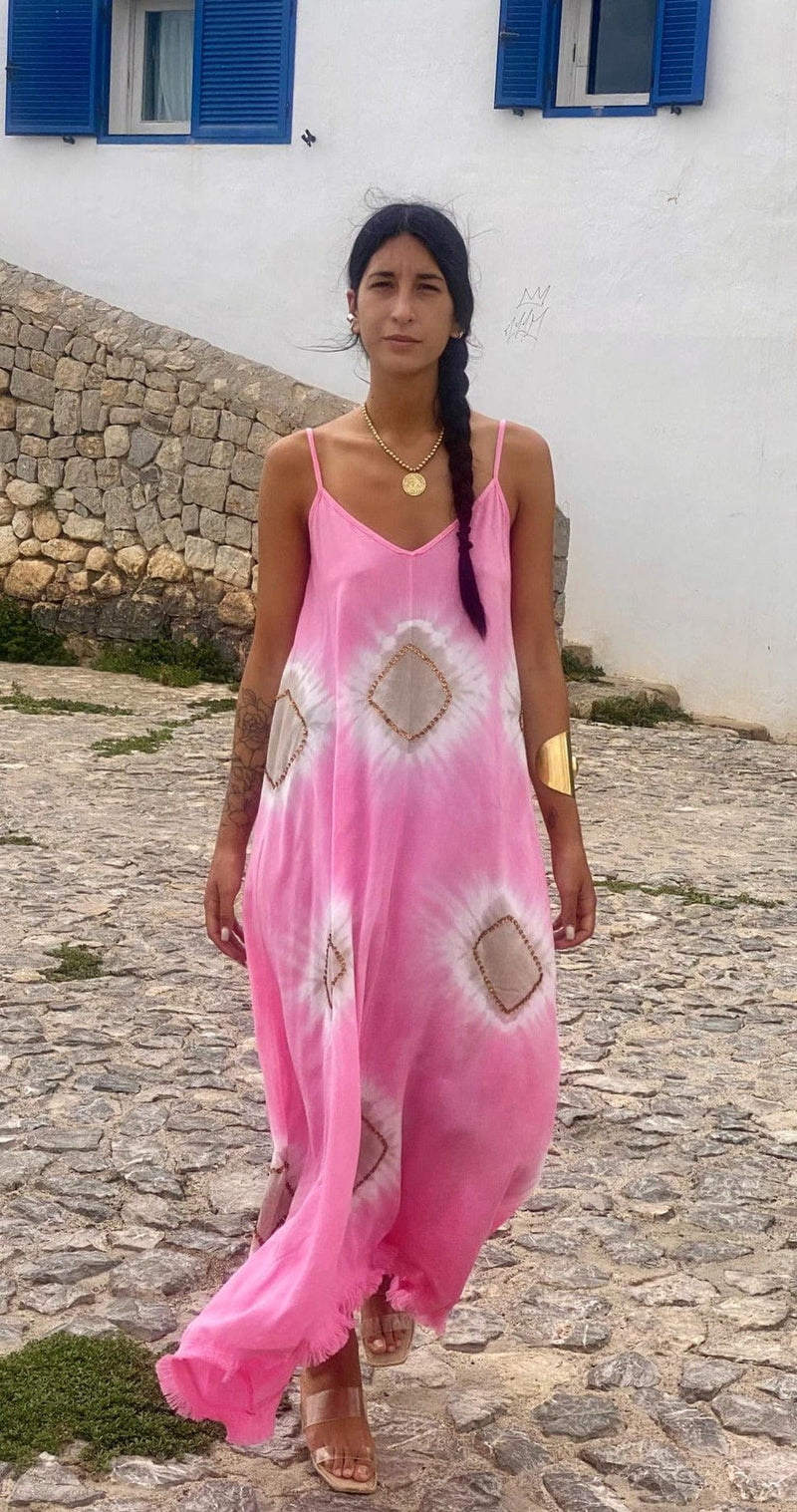 Vestido Tirantes Desflecado Elsa Rosa