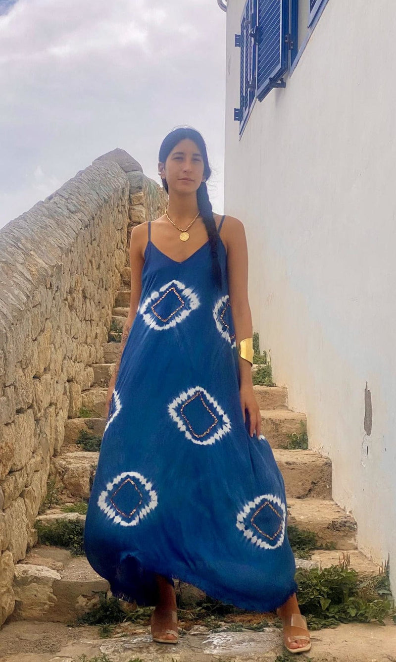 Vestido Tirantes Desflecado Elsa Navy