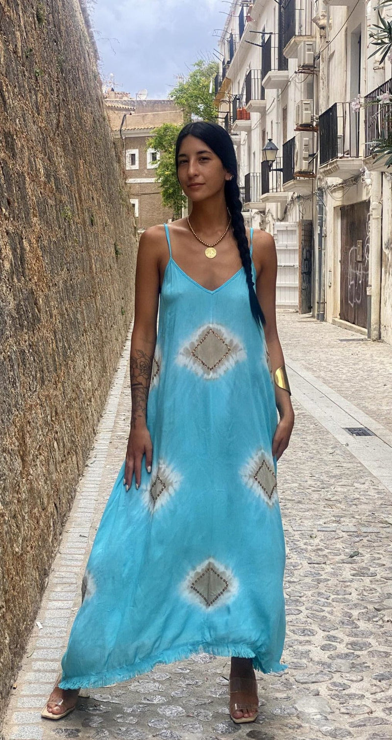Vestido Tirantes Desflecado Elsa Azul