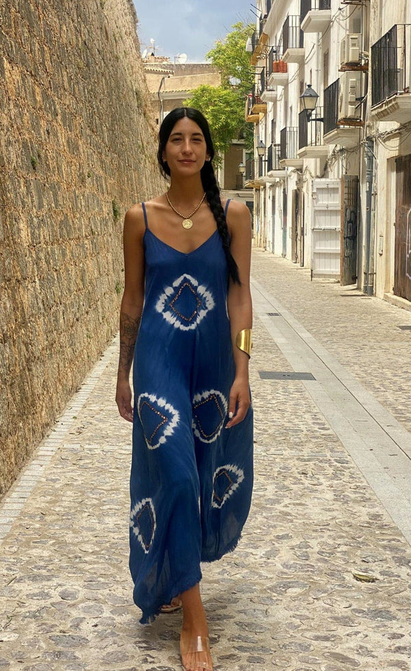 Vestido Tirantes Desflecado Elsa Navy