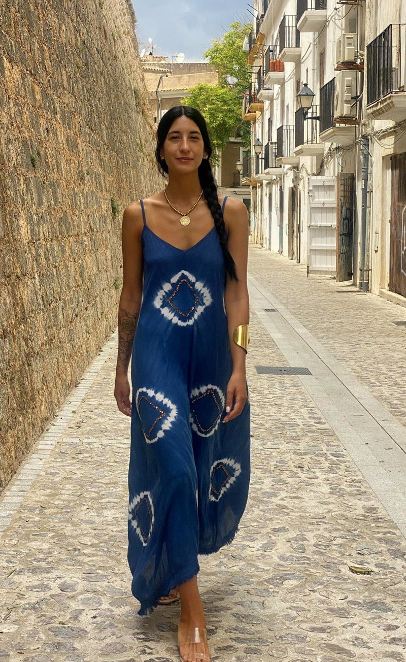 Vestido Tirantes Desflecado Elsa Navy