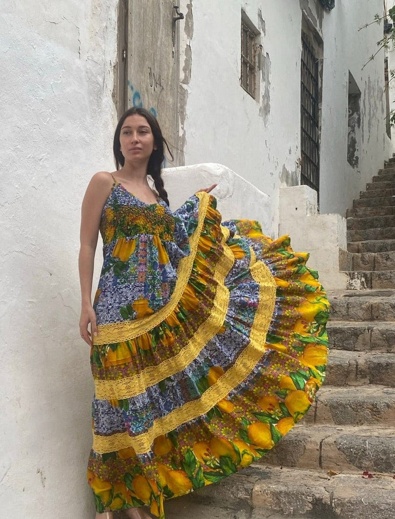 Vestido Nido de Abeja Girasoles