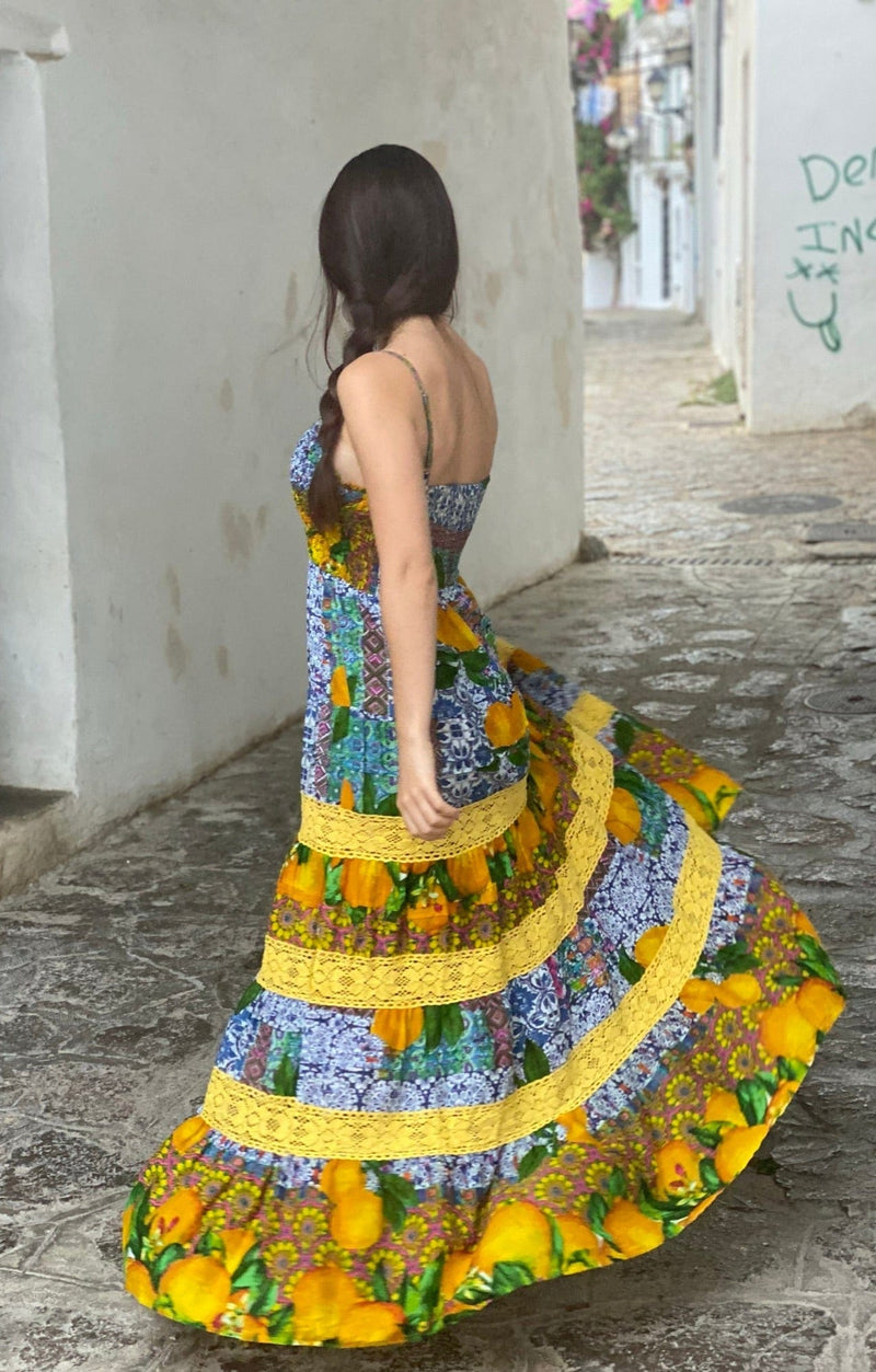 Vestido Nido de Abeja Girasoles