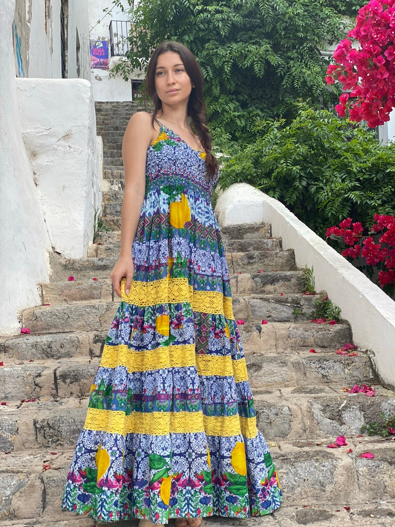 Vestido Nido de Abeja Limones