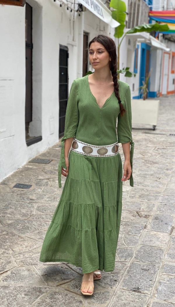 Vestido Cuatro Volantes Verde