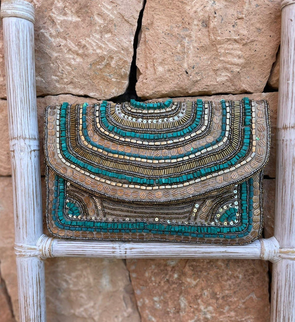 Bolso pedrería azul