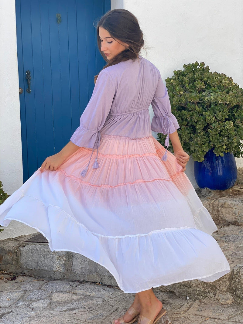 Vestido tricolor largo 2025