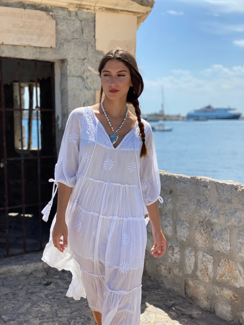 Vestido Largo Flecos Dorados – de mil amores ibiza