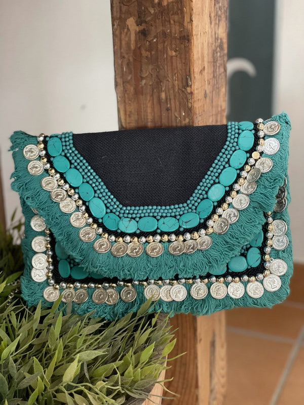 Bolso Monedas Negro Turquesa