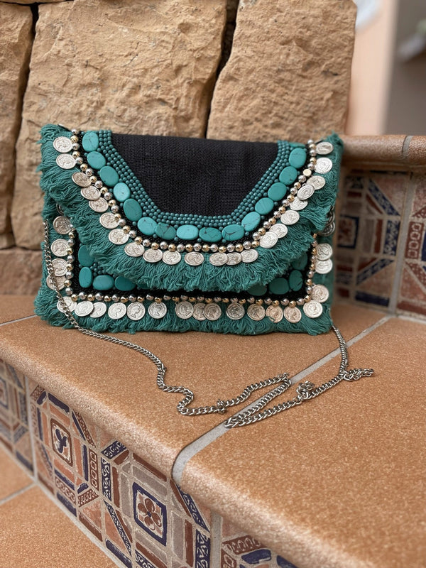 Bolso Monedas Negro Turquesa