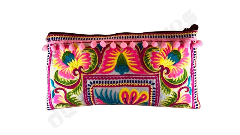 Bolso Pespuntes Pompones