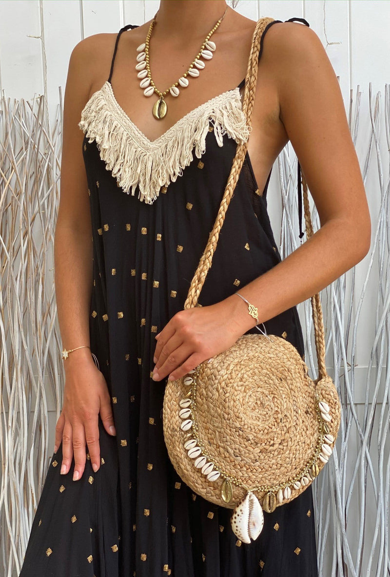Vestido Largo Topos Dorado