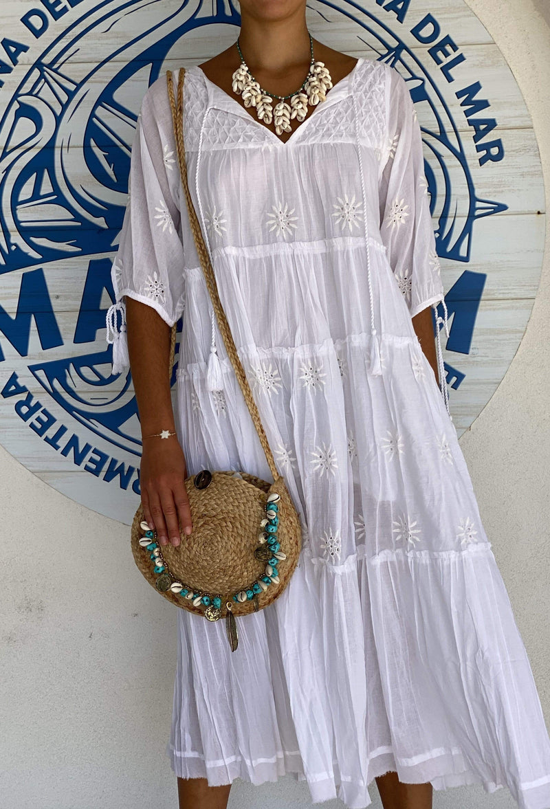 Vestido Largo Flecos Dorados – de mil amores ibiza